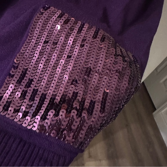 NWT Serena Williams Purple Sequin Cardigan 2X Long Sleeve Sparkle Glam Layering - Picture 4 of 10